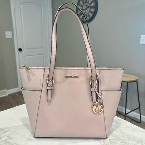 SOLD MICHAEL KORS Jet Set saffiano leather tote handbag blush pink LIKE NEW
